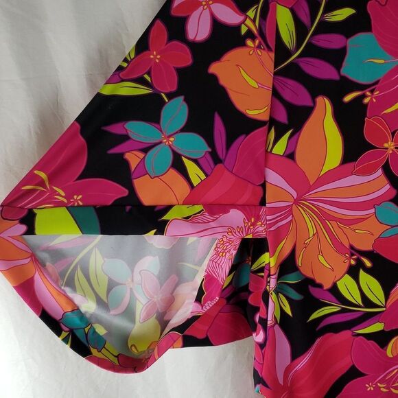 Trina Turk Women's Small Pink & Orange Solar Floral Swim Cover Up - Picture 3 of 10
